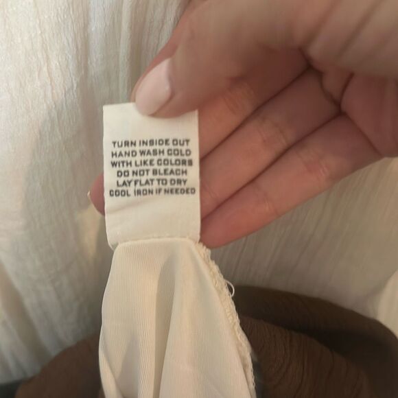 Mine Womens Color-block Flutter Sleeve Tiered Tunic Mini Dress Brown Cream Small - Picture 6 of 9